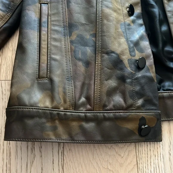 Mens Camo Leather Jacket/ Chrome Hearts Leather